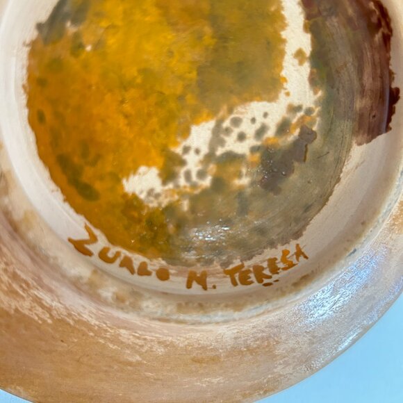 VTG. Signed Tonala Hand Painted Birds Terracotta red clay ceramic pottery plate - Picture 3 of 8